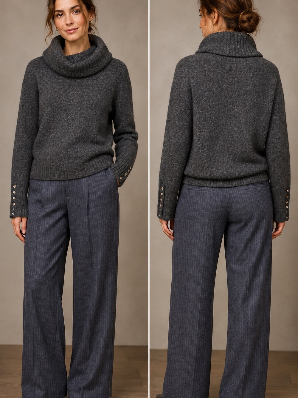 Tweeds 100% Merino Wool Cowl
Neck Sweater Charcoal Gray XL